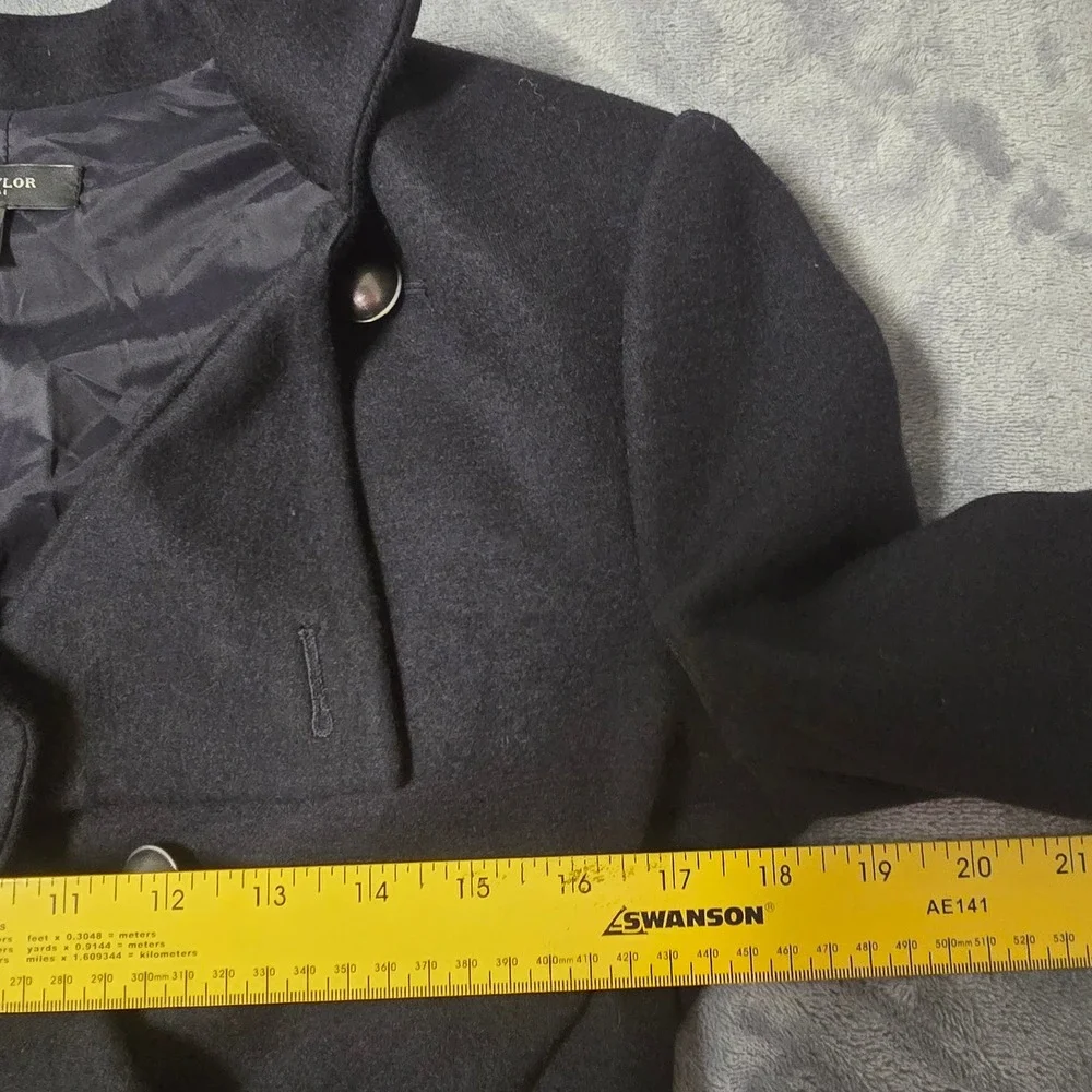 Ann Taylor Black Wool Blend Peplum Blazer Jacket Size 4 Double Breasted Nautical